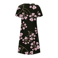 USSUMA Spring Dresses for Women 2025 Summer Dresses Short Sleeve Crew Neck Casual Printed