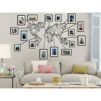 Metal World Map Wall Art 100 x 60 cm, Black World Metal Map Wall Decor