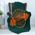 thumbnail image 4 of Fitness Soft Flannel Fleece Throw Blanket, Winners Train Losers Complain Words Design Dumbbell Bodybuilding, Cozy Plush for Indoor and Outdoor Use, 50" x 70", Petrol Blue Teal Orange, by Ambesonne, 4 of 5