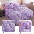thumbnail image 5 of LIFEREVO 3 PCS Luxury Shaggy Faux Fur Duvet Cover Set Soft Fluffy Fuzzy Comforter Cover Set Ombre Marble Print Furry Bedding, 1 Long Plush Duvet Cover+2 Pillow Covers, Zipper Closure, Orchid, Queen, 5 of 8