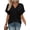 Black, variant on Womens Short Sleeve Sweater Waffle Knit Tops V Neck Spring Summer T Shirts Casual Blouses Outfits Blue M