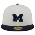 thumbnail image 2 of Men's New Era Cream Michigan Wolverines Chrome 59FIFTY Fitted Hat, 2 of 6