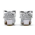 thumbnail image 2 of Kushyshoo Silver Girls Dress Shoes Mary Jane Pumps with Bow 1.5in Low Heel Wedding Party Princess 11M, 2 of 4