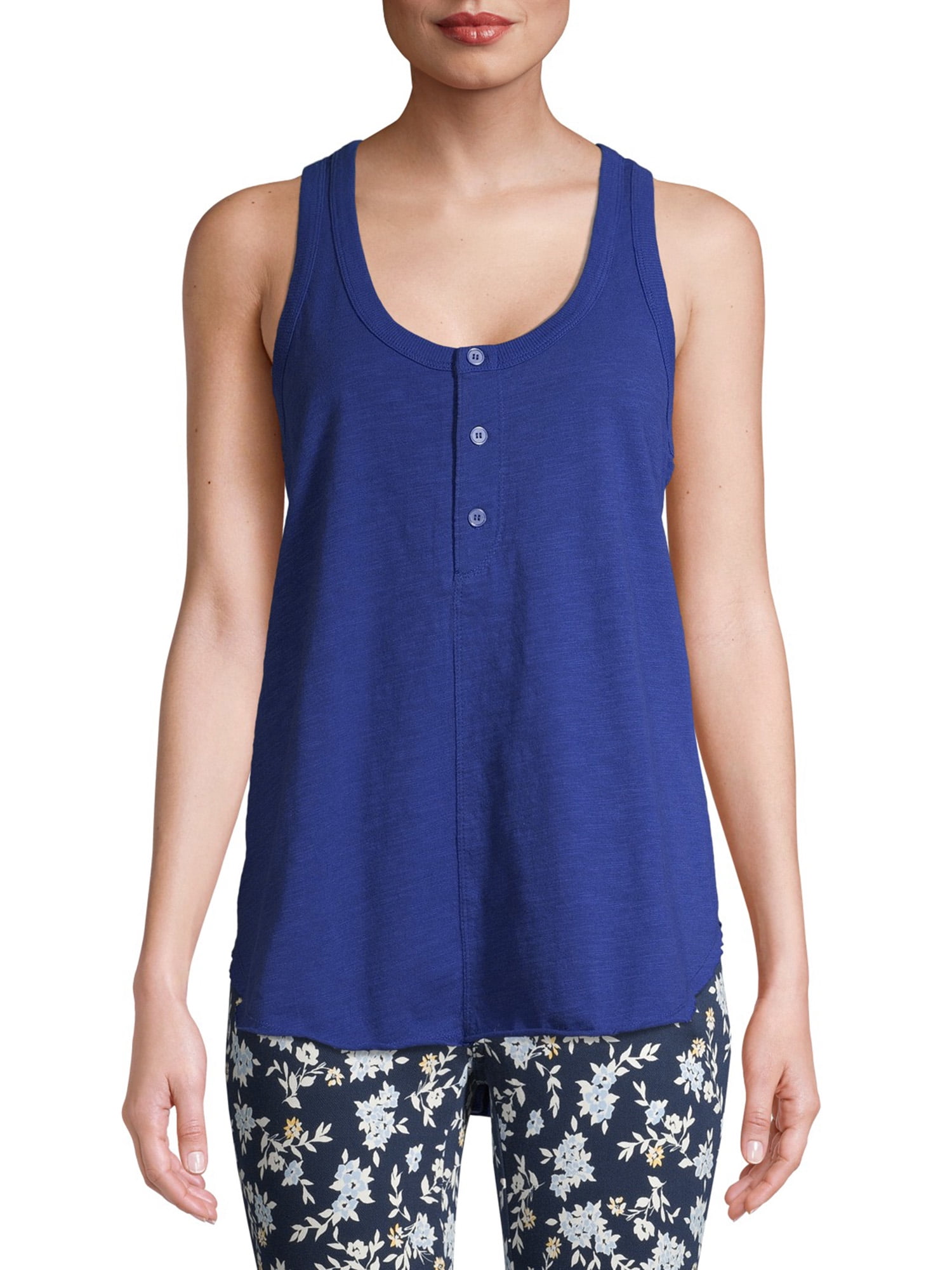 Time and Tru Women's Sleeveless Henley Tank Top