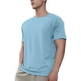 thumbnail image 3 of Mens Basic Tees Short Sleeve Pack Round Neck Athletic Running Gym Workout Tee Shirt Loose Fit Undershirt Cotton Tops Summer Casual Athletic Short Sleeve (Light Blue,XXL), 3 of 6