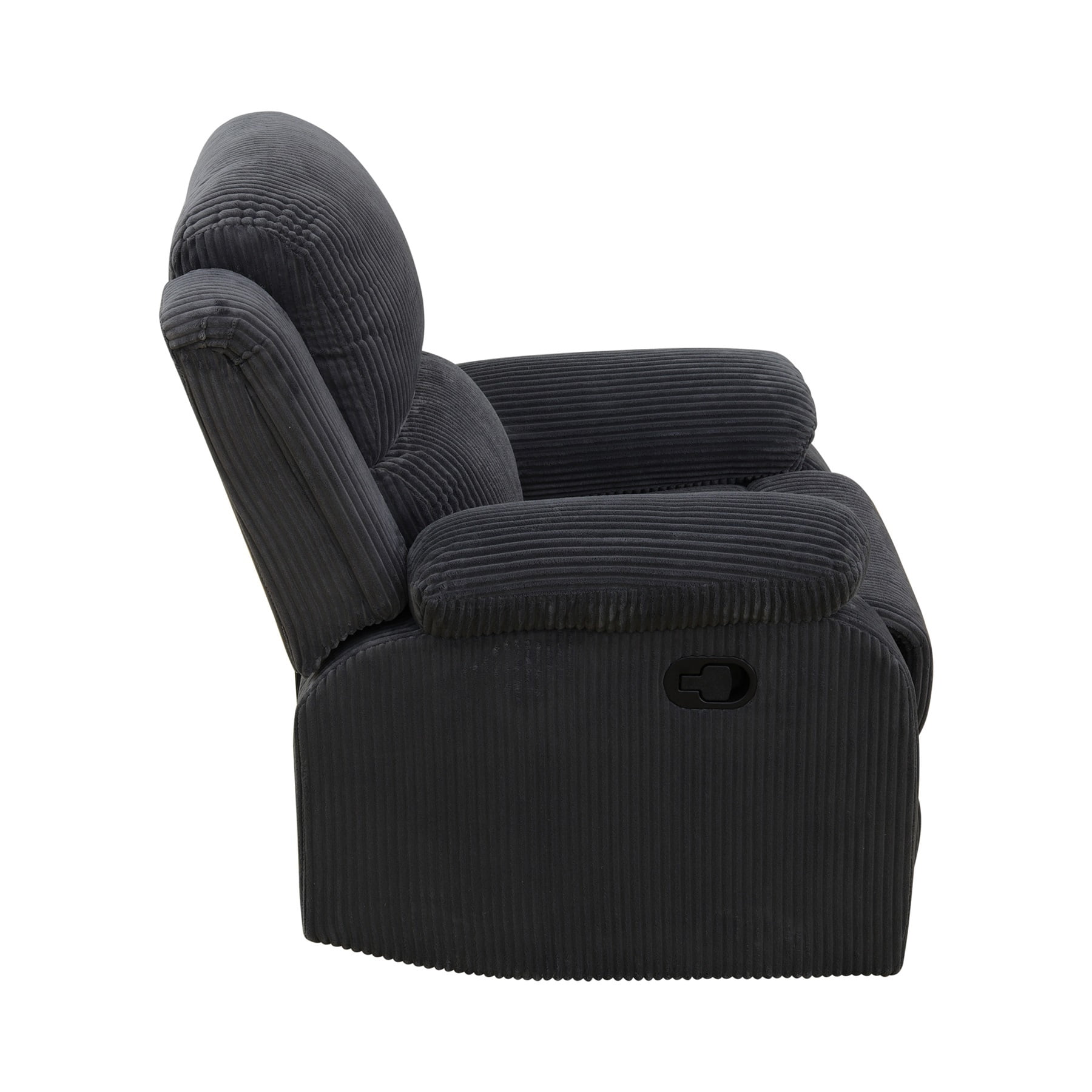 Hommoo Corduroy Manual Recliner Chairs for Living Room & Home Theater, Reclining Lounge Chair 160° Recline, Dark Grey