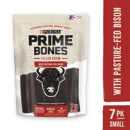 Purina Prime Bones Natural Small Dog Treats, Filled Chew With Pasture-Fed Bison, 11.2 oz. Pouch