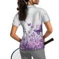 thumbnail image 2 of COEQINE V Neck Golf Shirts for Women 1/4 Zip Moisture Wicking Soft Polo Shirts Lightweight Short Sleeve Golf Tops Butterfly Dragonfly and Floral Purple Print Workout Tennis Activewear, XL, 2 of 7