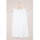 thumbnail image 4 of ABPHQTO Camiseta de cuello alto con nudo de empalme de encaje blanco para mujer, 4 of 5