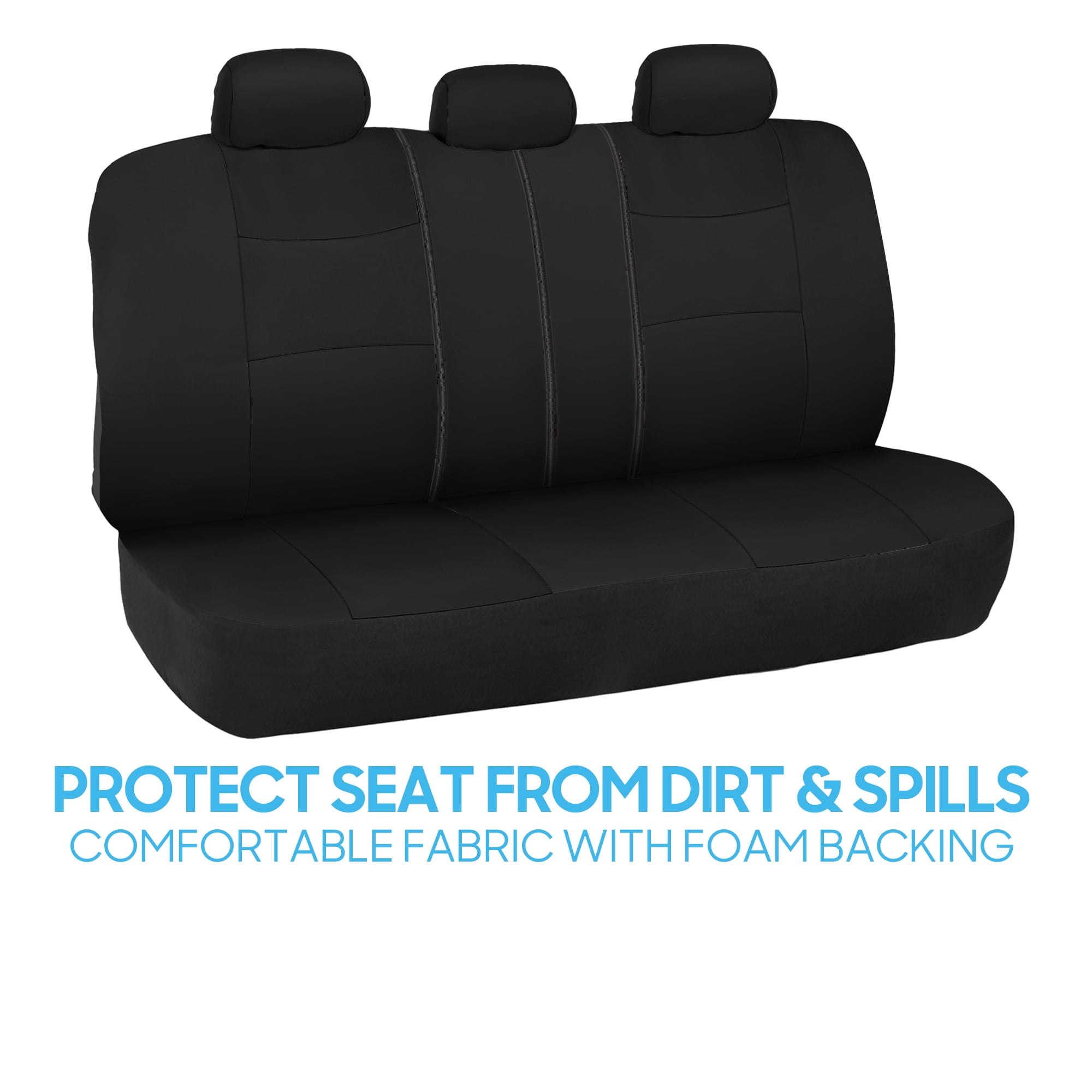 BDK PolyPro Car Seat Covers Full Set in Black – Front and Rear Split Bench Seat Covers for Cars, Easy to Install, Accessories for Auto Trucks Van SUV