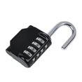 thumbnail image 4 of Jiuj - Candado de seguridad de 4 dígitos, resistente a la intemperie, con combinación para taquilla, maleta, garaje, portón, escuela (aleación de zinc, negro), 4 of 5