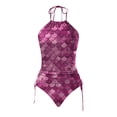 thumbnail image 4 of Swimsuits Women Fish Scale Printed Lace Up Removable Bra Padded Separate Pink Womens Bathing Suits S, 4 of 5