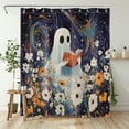 thumbnail image 2 of NEONWE Halloween Ghost Shower Curtain Cute Watercolor Floral Fall Forest Daisy Bathroom Shower Curtain Spooky Funny Rustic Art Home Decor, Waterproof Polyester Fabric with Hooks, 72Lx60W Inches, 2 of 6