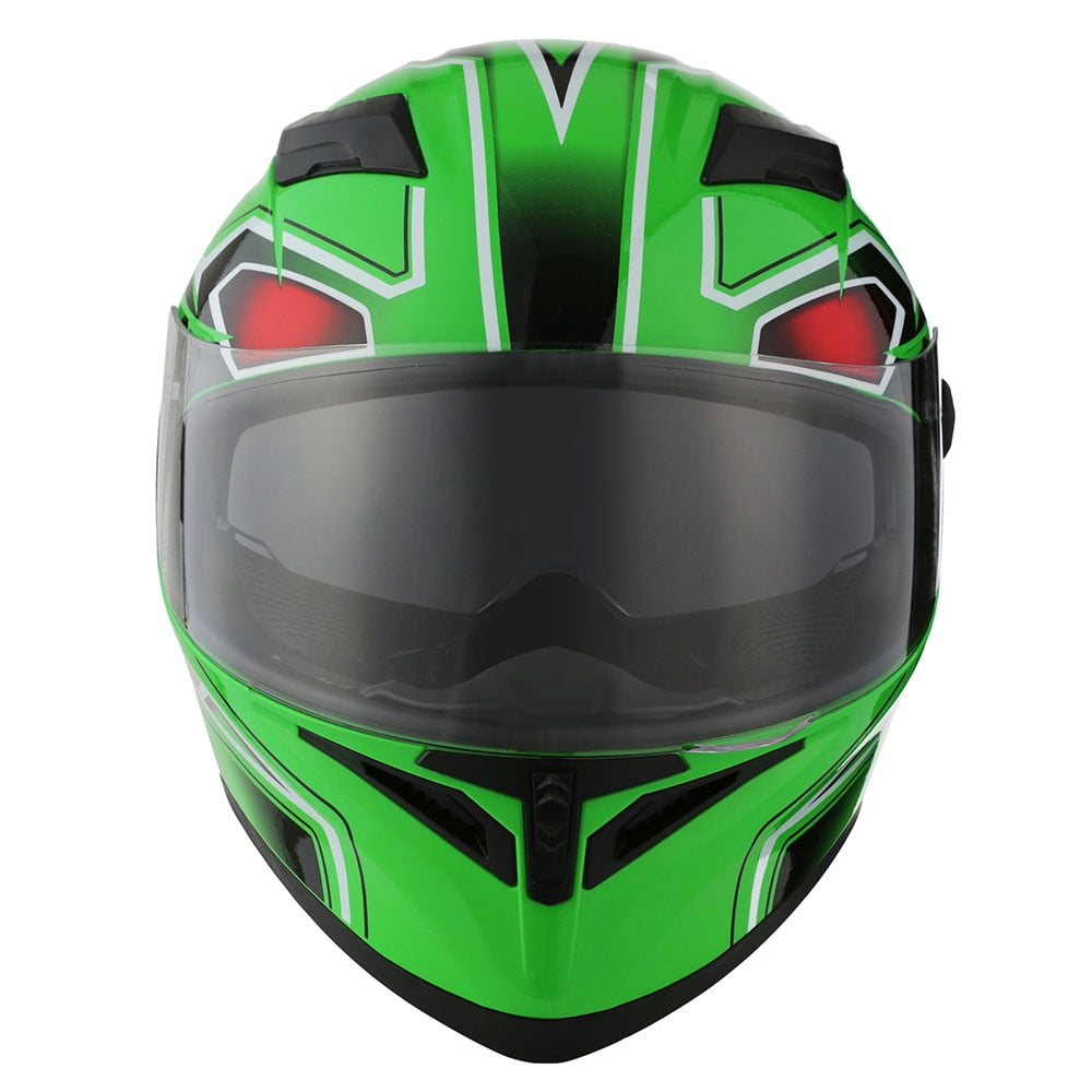 1Storm Motorcycle Full Face Helmet Street Bike Dual Visor/Sun Shield N-HJK316 Panther Green