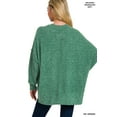 thumbnail image 2 of Zenana Women & Plus Size Brushed Melange Hacci Overside Kimono Batwing Sleeve Lightweight Hi-Low Hem Sweater, 2 of 5