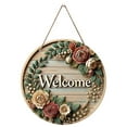 thumbnail image 3 of Panneau de Bienvenue Rond Rétro pour Porte d'Entrée de Ferme Bar Café Décoration Maison Plage pour Porte d'Entrée Interchangeable Idées Coin Café Mur, 3 of 4