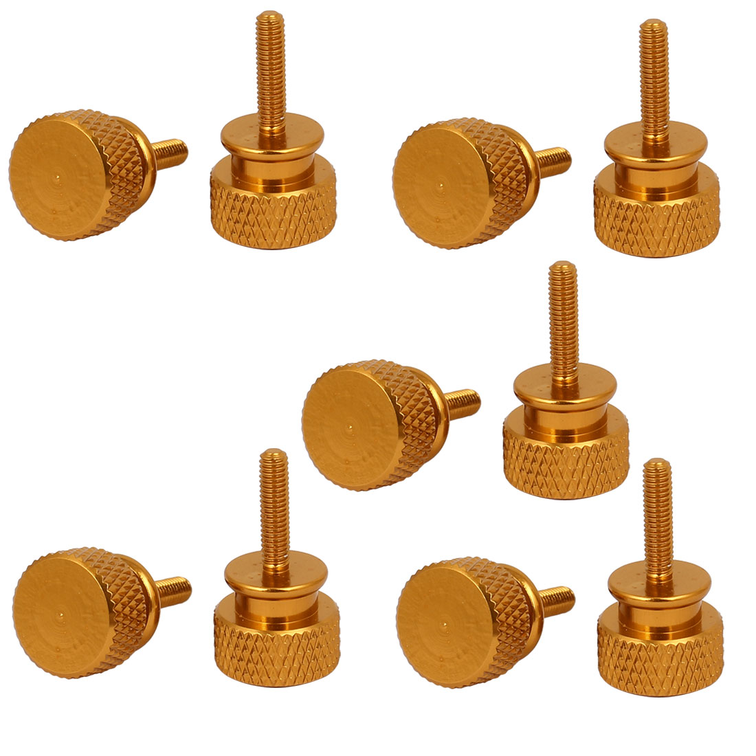 Computer PC Case Aluminum Alloy Knurled Thumb Screws Gold Tone M3x12mm