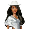 thumbnail image 4 of Barbie Fashionistas Doll #239 in Sparkly Silver Dress with Cowboy Hat and Boots, Black Hair, 4 of 7