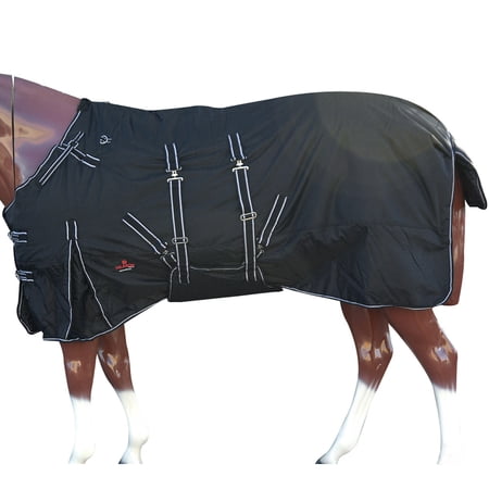 97HI 78 In Hilason 600D Winter Waterproof Poly Horse Blanket Belly Wrap Black