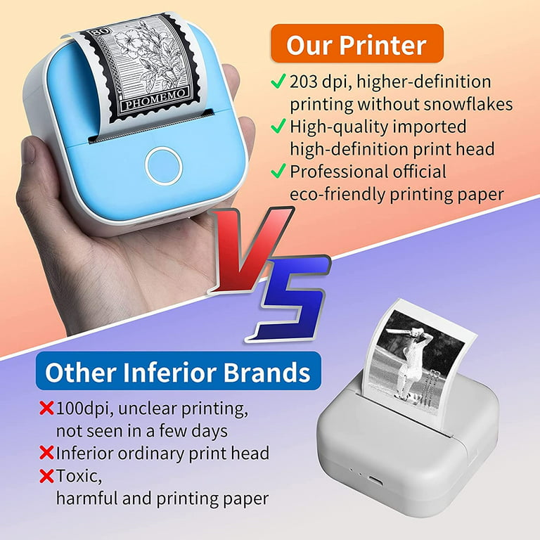 Mini Printer, Portable Sticker Printer For Printing Student Notes Memo  Pocket Label Printer