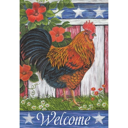Rise Against Flag - Patriotic Rooster Summer Garden Flag Early Rise Primitive Farm 12.5