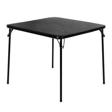Homy Casa 34" Folding Card Table, Square Portable Game Night Dining Table for Camping, Black