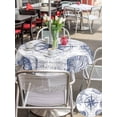 thumbnail image 5 of Outdoor Tablecloth with Umbrella Hole for Patio/Picnic/Party/Camping, Purple Blue Compass Waterproof Table Cloth Round Cover Washable, Vintage Nautical Summer Ocean Shell (Dia 54"), 5 of 8