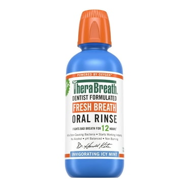TheraBreath Fresh Breath Alcohol-Free Mouthwash, Mouth Rinse for Adults, Icy Mint, 16 fl oz