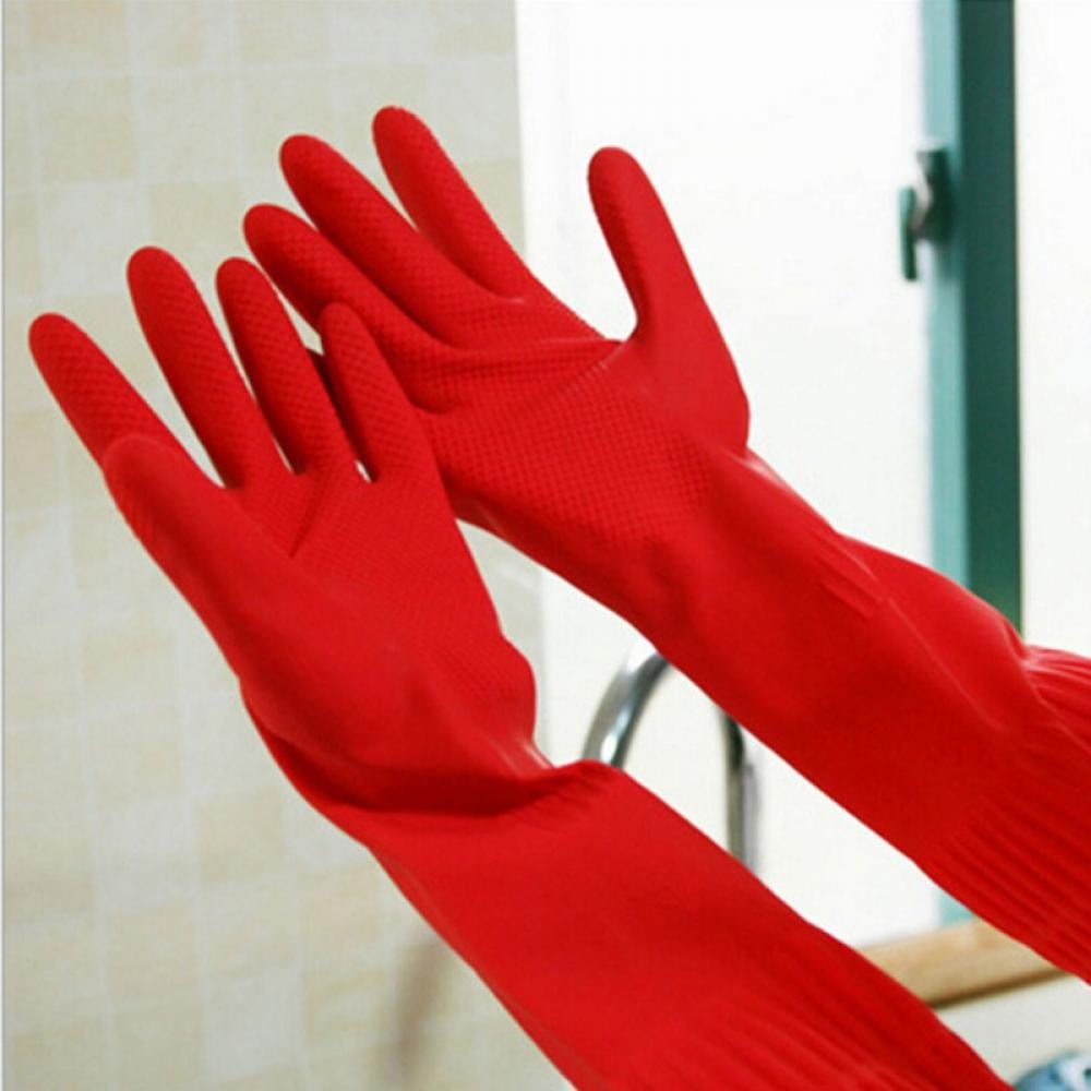 Multi-Use Heavy Duty Medium Rubber Dish Gloves - 15 Inches Long Sleeve latex Household Kitchen Cleaning, Dishwashing, Strong Work, Medical, Painting, Gardening Food Safe Glove