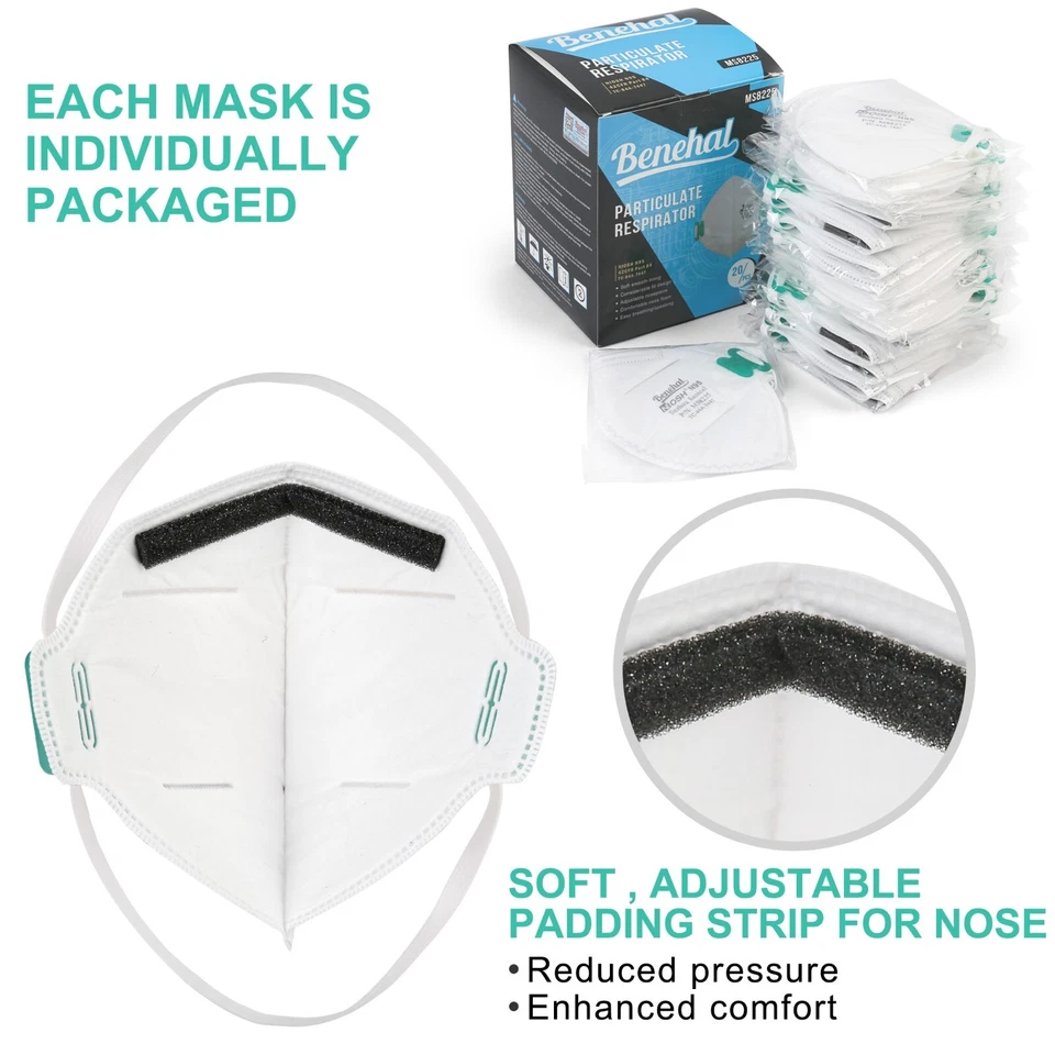CRESTIN- 20Pcs Medical N95 Masks Particulate Respirator Protective Face Mask Disposable