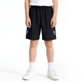 thumbnail image 2 of Pimfylm Toddler Boys Basketball Shorts Children's Cotton Linen Shorts for Summer, Beach Vacation Shorts for Baby Boys & Girls, Colorful Linen Pants Black,Size for 9-10 Years, 2 of 5