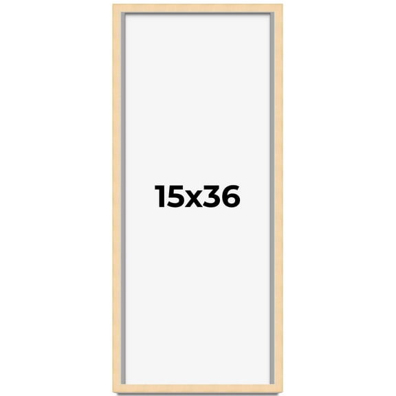 15x36 Frame Natural Wood Picture Frame | 0.75 Inch Moulding Width | with UV Acrylic Plexiglass,