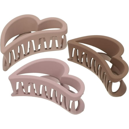 Heart Hair Clip 3Pcs Medium Claw Hair Clips for Women, Heart Shaped Hair Clips Plastic Matte Claw Clips Strong Hold Clips for Girls Thin Hair Womens Hair Clips