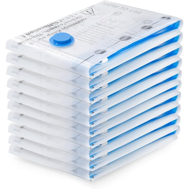 PinesC Vacuum Storage Bags Vacuum Bags - 10 Medium 70x50cm Double Zip Seal Reusable Airtight Bags Vacuum Pack Storage Bags for Duvets, Bedding, Pillow, Clothes, Quilt, Sweater, Comfo