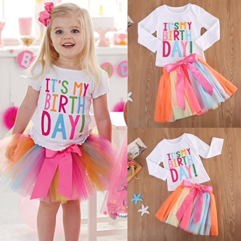 Pudcoco Baby Girl Kid Toddler T Shirt Tutu Skirt Dress Outfit Set It s My Birthday Clothes Other