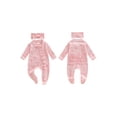 thumbnail image 2 of BemeyourBBs Preemie Baby Girl Spring Summer Fall Winter Clothes Baby Girl Newborn Hospital Going Home Outfit Ruffled Footed Romper Collar Long Sleeve Bow Zipper Footie Jumpsuit with Headband, 2 of 9