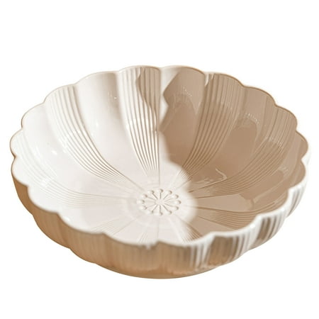 

Qeeadeea Ceramic Salad Bowl Colorful Large Pasta Bowls Salad Bowls Large Serving Ceramic Soup Bowl-48 oz-white