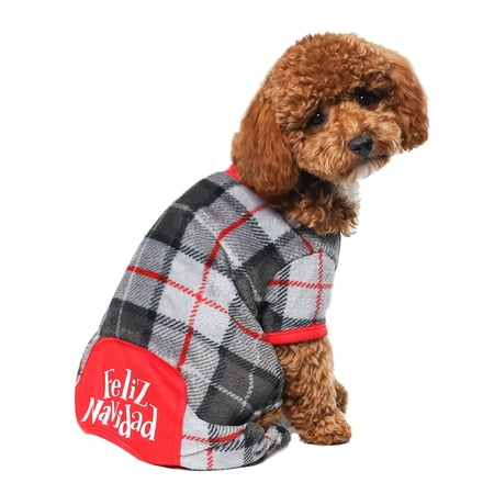 Vibrant Life Dog Clothes: Grey & Black Plaid Jersey Pajamas  Size M