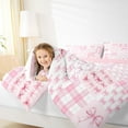 thumbnail image 4 of Homewish Cute Pink Bowknot Bedding Comforter Set for Kids, Cartoon Buffalo Plaid Twin Comforter Sets, Princess Ribbon Reversible Bedding Set, Luxury Bedroom Decor, 2 Pieces, 4 of 8