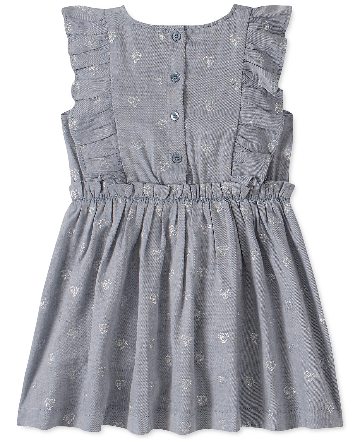 Calvin Klein Girl's Dress Blue Chambray with Hearts 