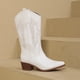 thumbnail image 1 of Botas de vaquero hasta la rodilla para mujer, zapatos bordados de tacón de cuña, color blanco, rojo y rosa, novedad de 2024, 1 of 5