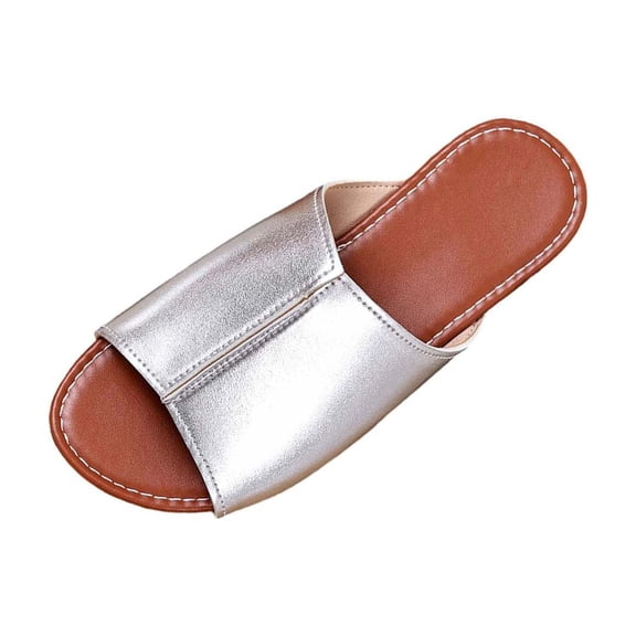 Wensltd Women Walking Sandals Flat Casual Sandals Solid Color Indoor Outdoor Daily Wear Wide Width Soft Sole Comfort