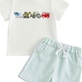 thumbnail image 3 of Gubotare Baby Boy Sets Infant Baby Boy Summer Clothes Color Block Short Sleeve T Shirt Stretch Rolled Shorts Cute Newborn Toddler Outfits 3 6 9 12 18 24 Months 2T 3T 4T 5T,White, 3 of 3