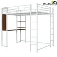 thumbnail image 3 of BELLEMAVE Metal Full Size Loft Bed with Desk, Loft Bed with Full-Length Guardrails and 2 Ladders, Loft Bed Full Size for Teens(White), 3 of 14