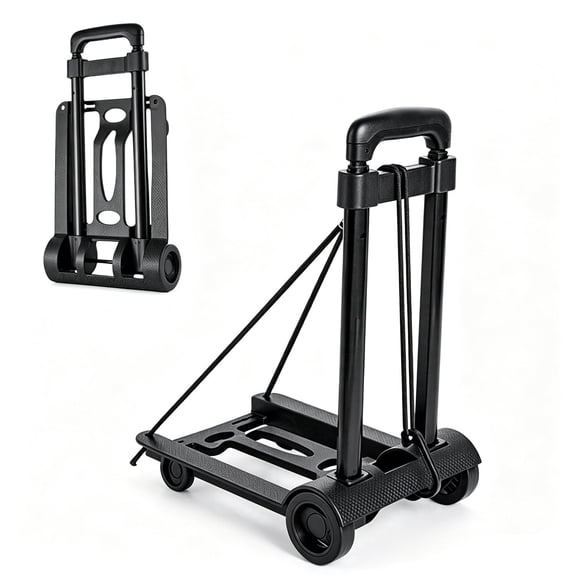 UHIAGREE Folding Hand Truck,Heavy Duty Moving Dolly,Adjustable Handle Dolly Cart with 2 Wheels,Black