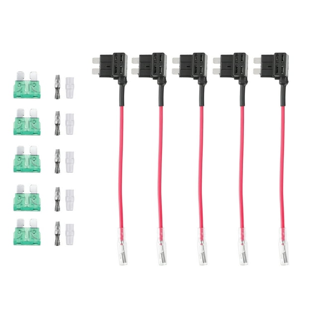 Unique Bargains 5 Set Universal Car Fuse Tap and Circuit Adapters 12V with 30A Standard Blade Type Fuses