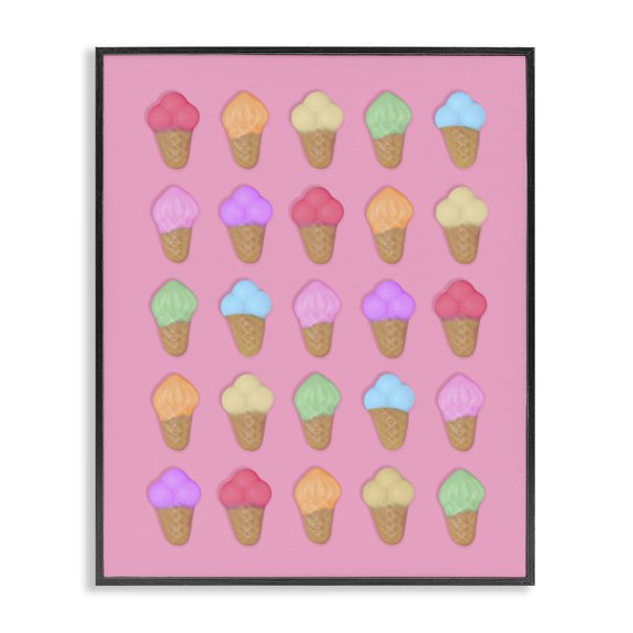 Stupell Industries Ice Cream Candies on Pink Black Framed Giclee Art, design by LISH Creative
