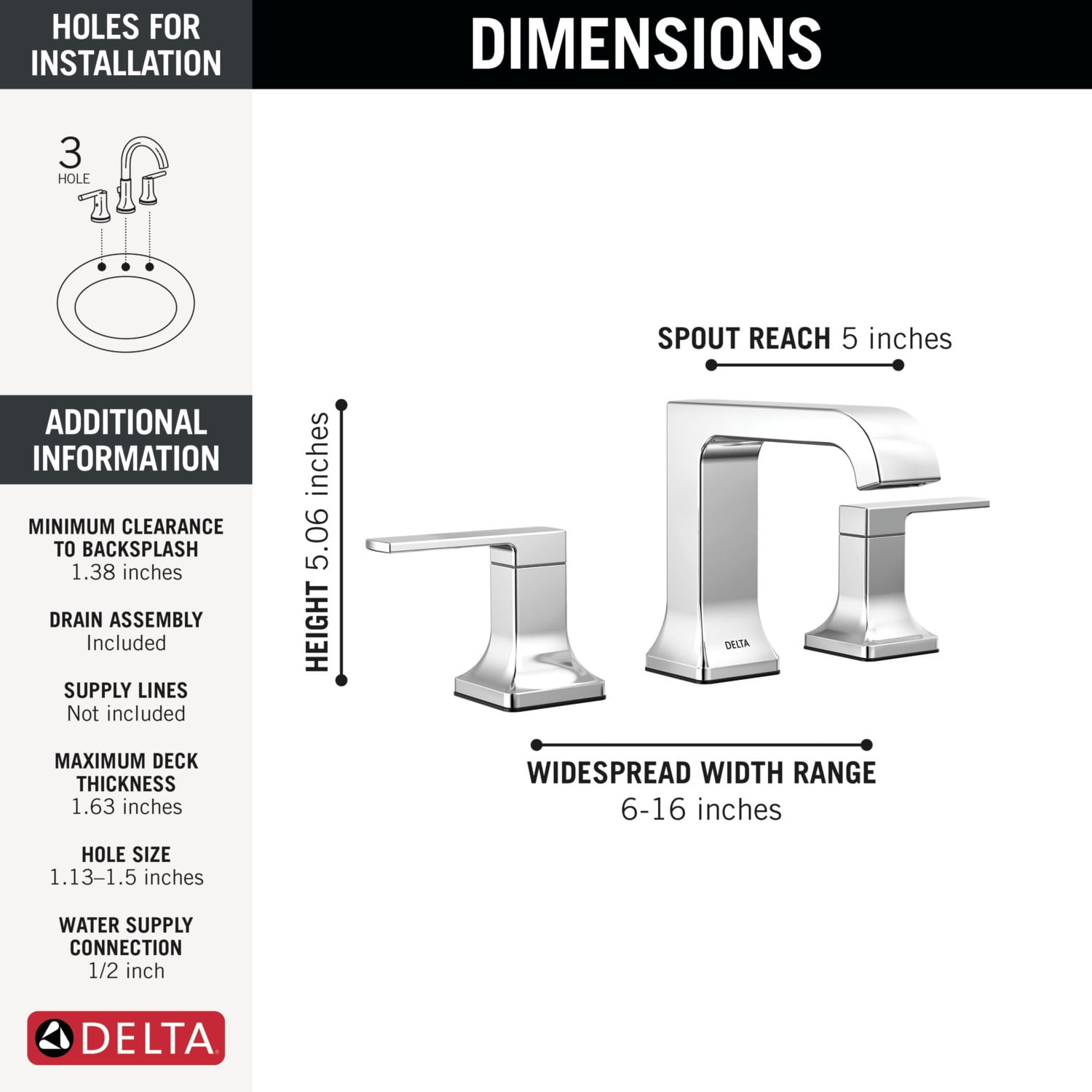 Delta 3539LF-SSMPU Velum 1.2 GPM Widespread Bathroom Faucet - Brilliance Stainless