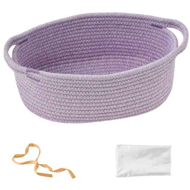 Canasta de regalo Kodomoore 30x20x13 cm de cuerda de algodón tejida, paquete de 2