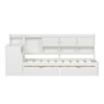 thumbnail image 3 of Wooden L-Shaped Twin Size Daybed with 2 Drawers and Storage 3 Cabinets, Multi-functional Day Bed Frame with Bookshelf and Study Desk for Bedroom Guest Room, White, 3 of 15